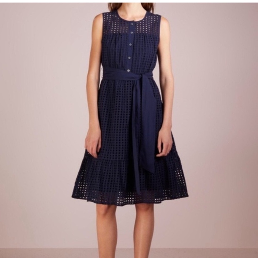 J. Crew navy eyelet tie waist dress size 00